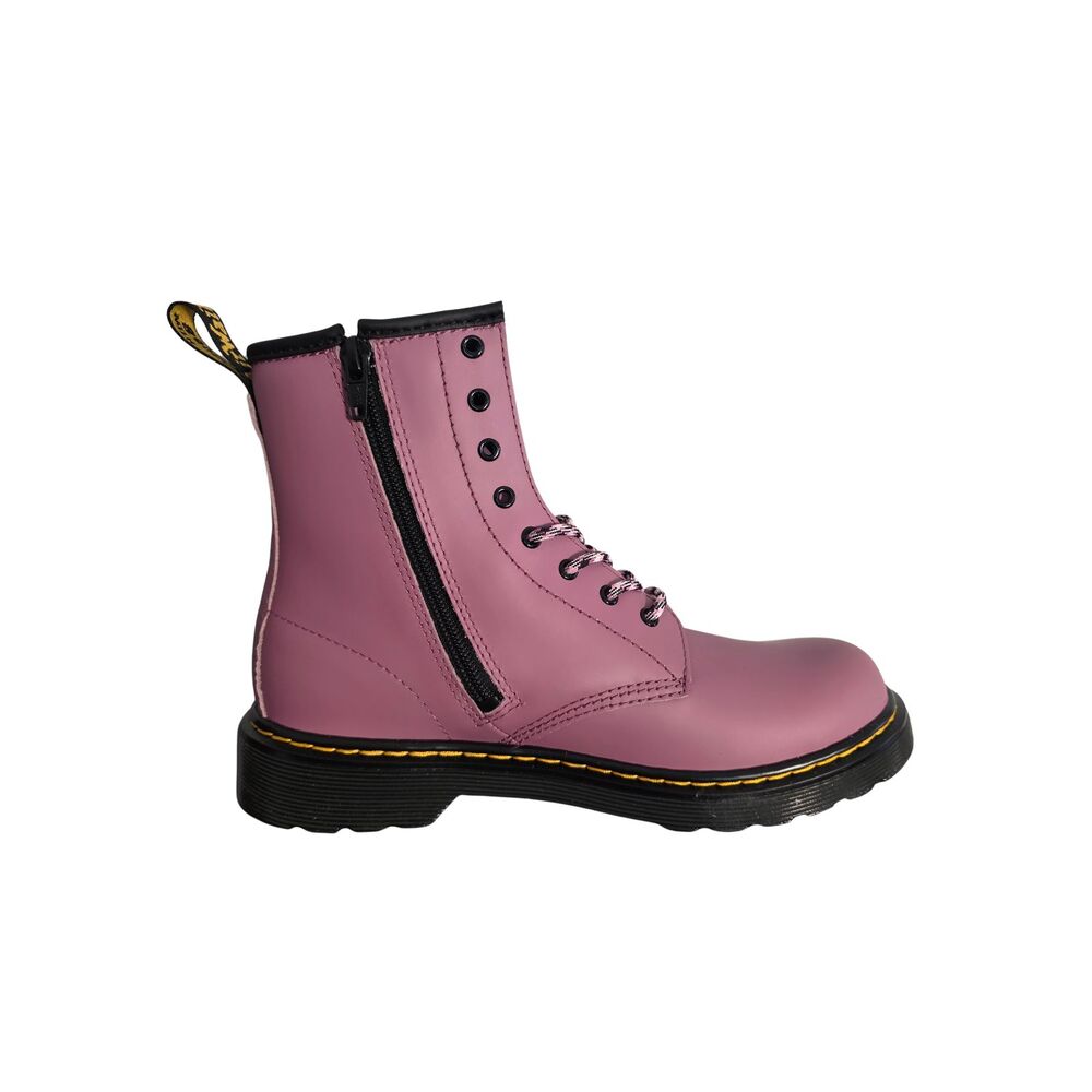Dr. Martens Junior 1460 Muted Purple Leather Boots Side Zip Lace Up Sz 6